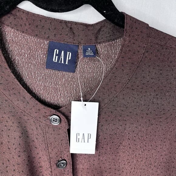 NWT GAP Brown Mini Tiered Dress Sz Small TALL Contemporary Drawstring Breathable - Picture 8 of 13